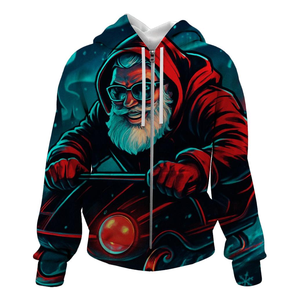Neon Aurora Street Santa printed hoodies