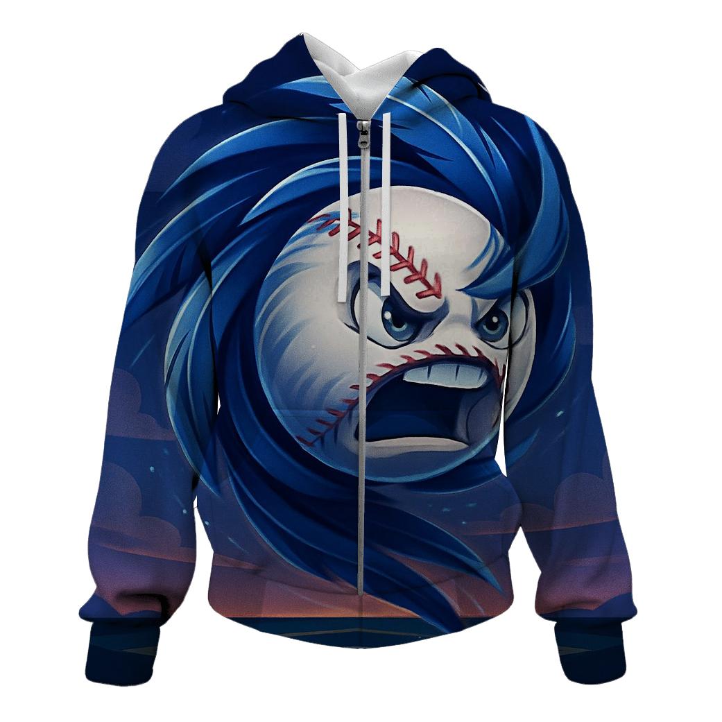Feathered Fastball In Blue Jays Twilight printed hoodies