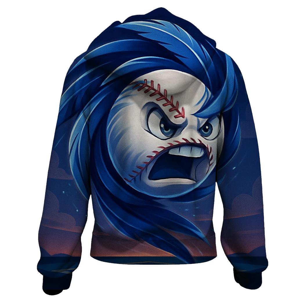 Feathered Fastball In Blue Jays Twilight printed hoodies