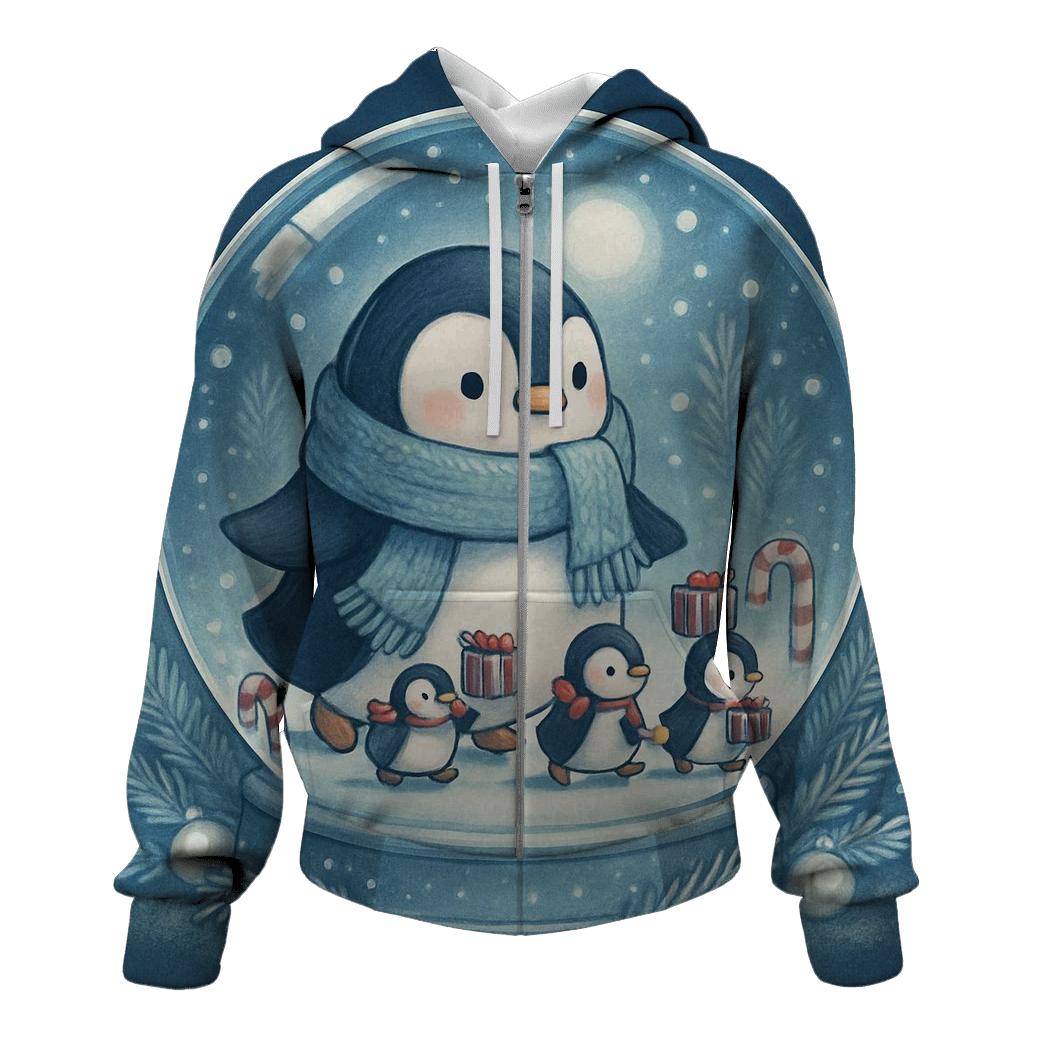 Snow Globe Penguin Parade heavyweight hoodies