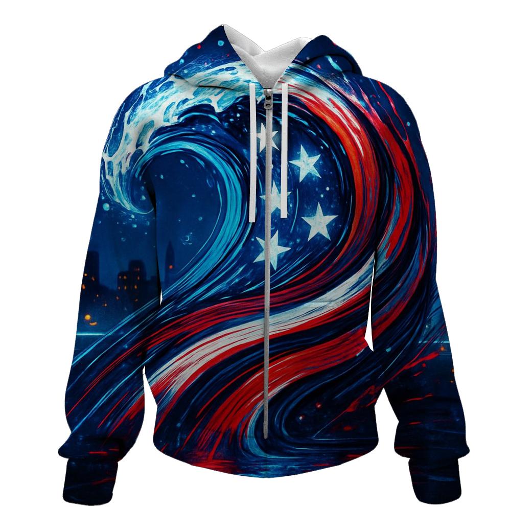 Neon Harbor Freedom Wave graphic hoodies