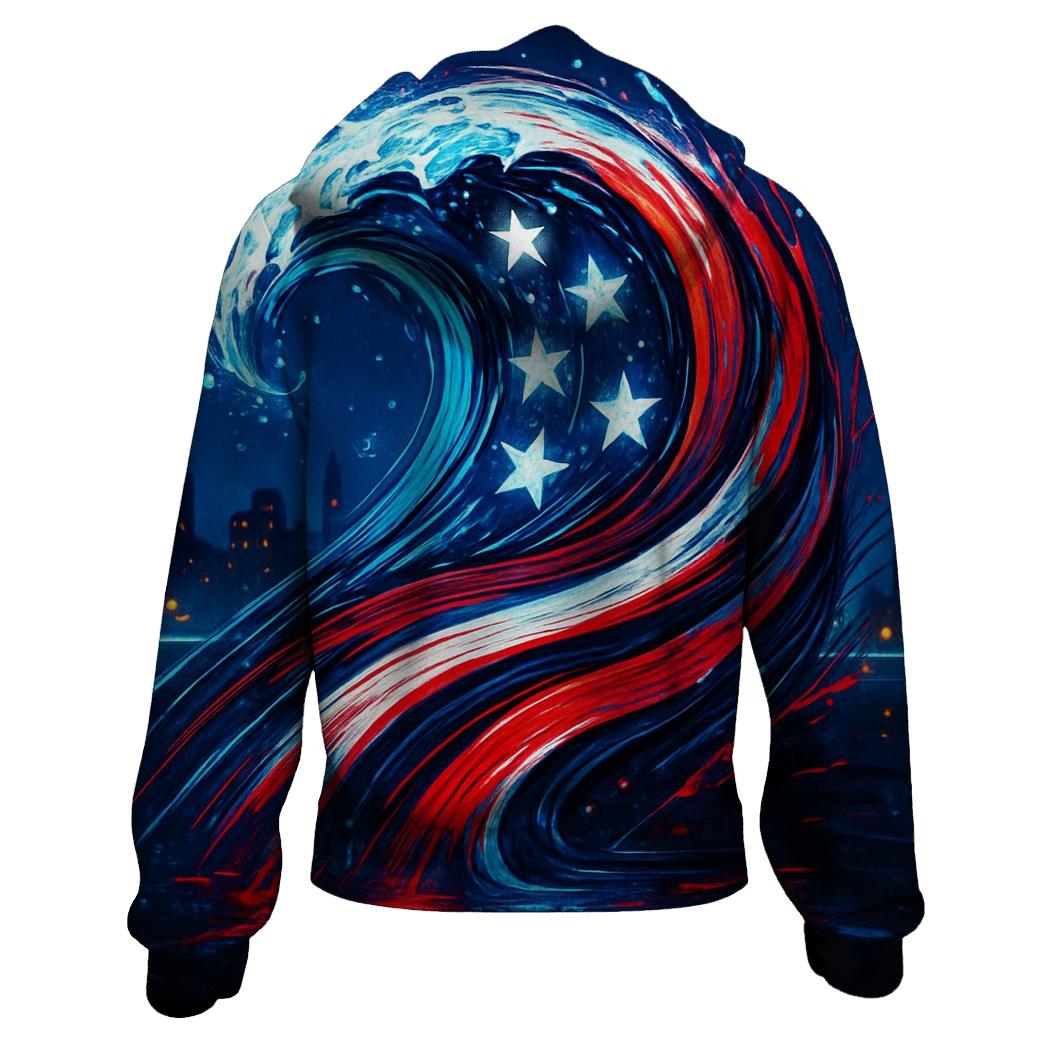 Neon Harbor Freedom Wave graphic hoodies