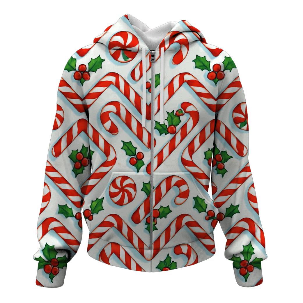 Candy Cane Chevron Lattice On Snow White hoodie styles