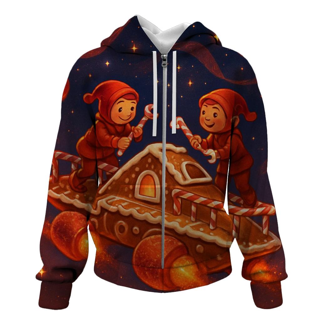 Gingerbread Workshop Starship embroidered hoodies
