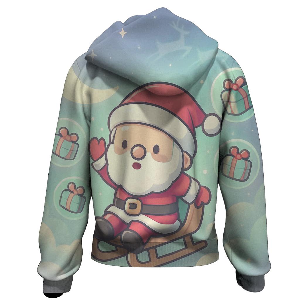 Pastel Cloud Chibi Santa Delivery Drift zip-up hoodies