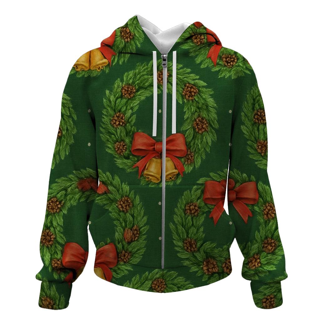 Evergreen Wreath Rosette Medallions lightweight hoodies