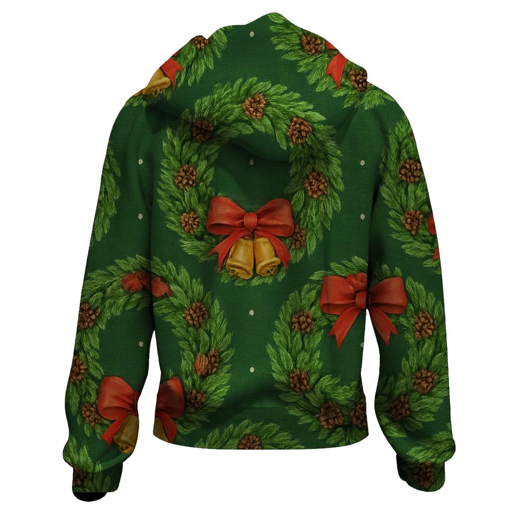 Evergreen Wreath Rosette Medallions lightweight hoodies