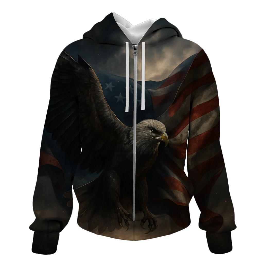 Eagle Of Starlit Armor Over The Flag Field zip-up hoodies
