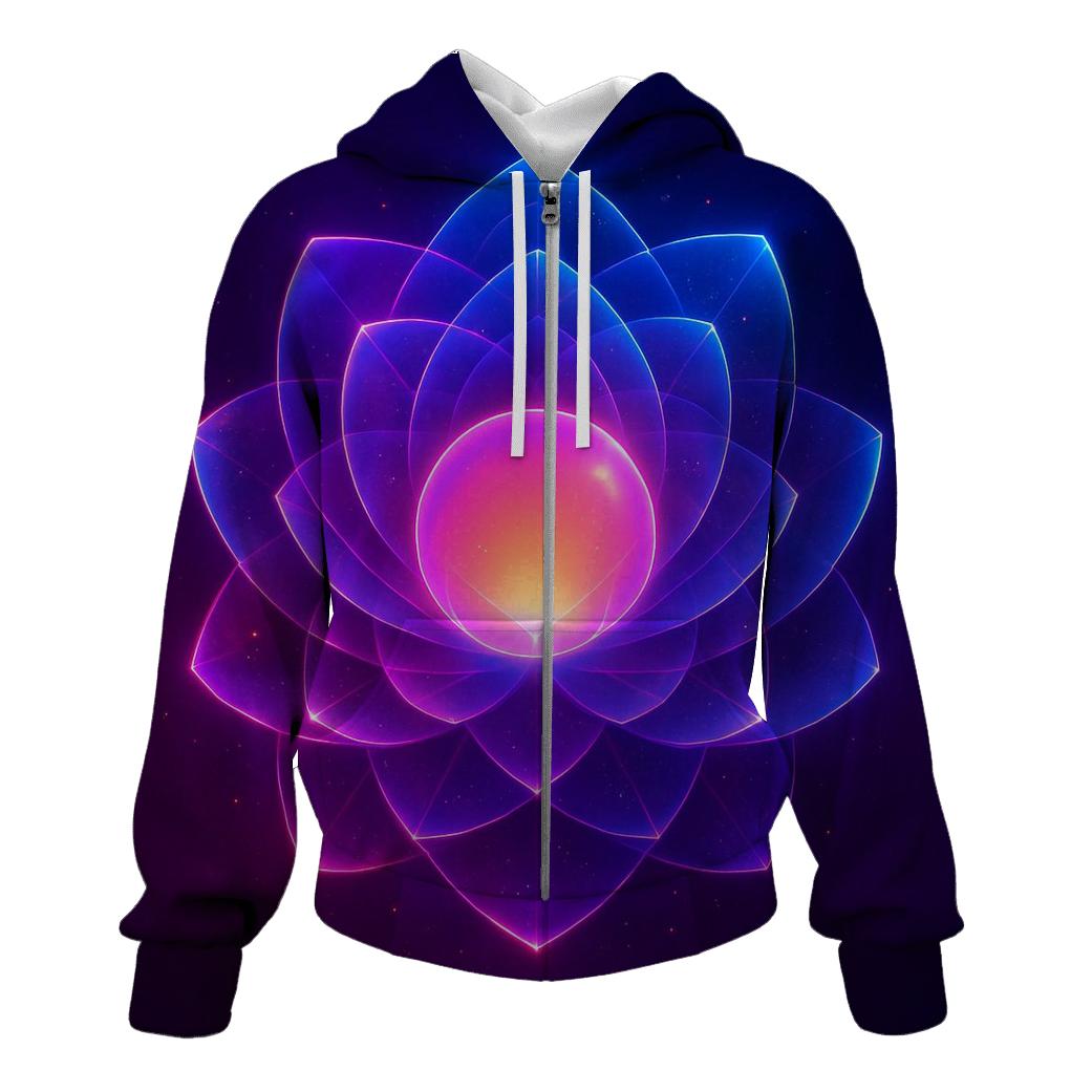 Neon Orbit Bloom premium hoodies