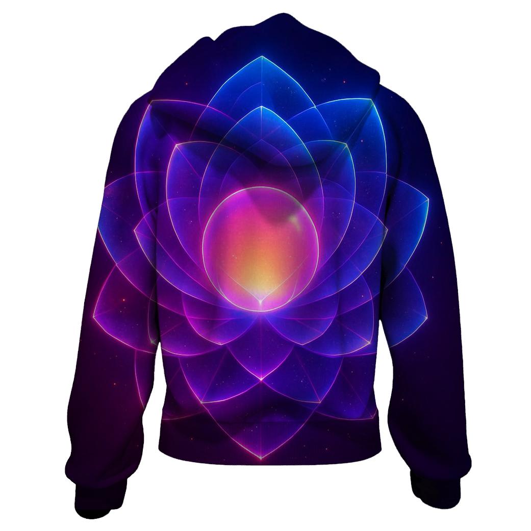 Neon Orbit Bloom premium hoodies