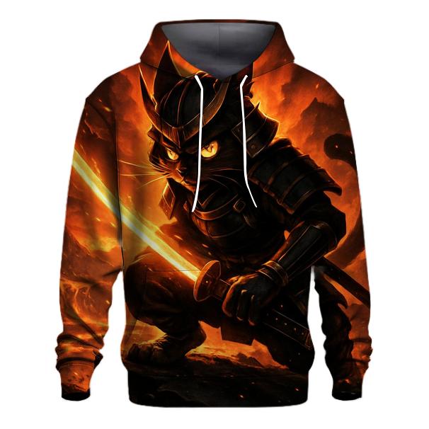 Volcanic Samurai Cat In Ember Armor hoodie styles