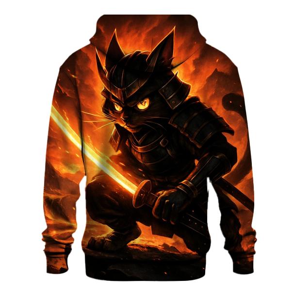 Volcanic Samurai Cat In Ember Armor hoodie styles