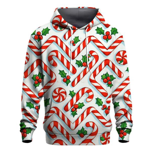 Candy Cane Chevron Lattice On Snow White premium hoodies