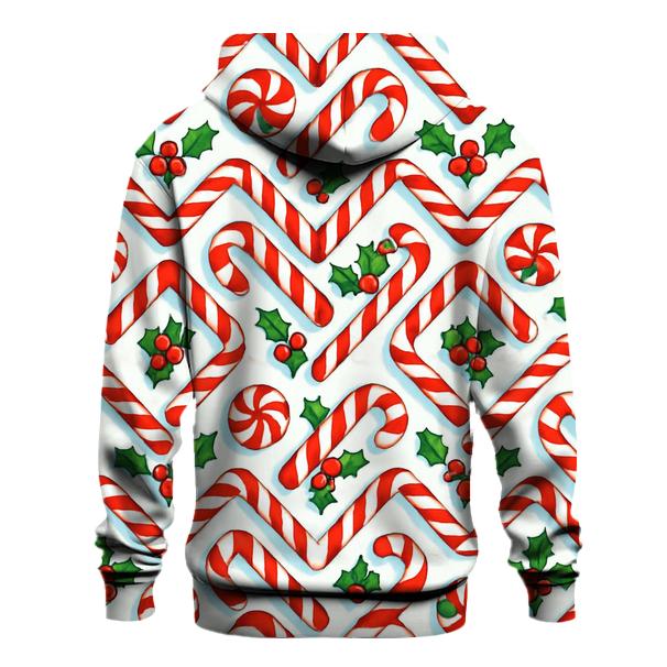 Candy Cane Chevron Lattice On Snow White premium hoodies