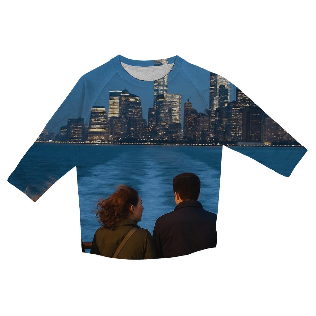 Ferry Wake At Blue Hour Below The Lower Manhattan Skyline trendy 3/4 sleeve tops