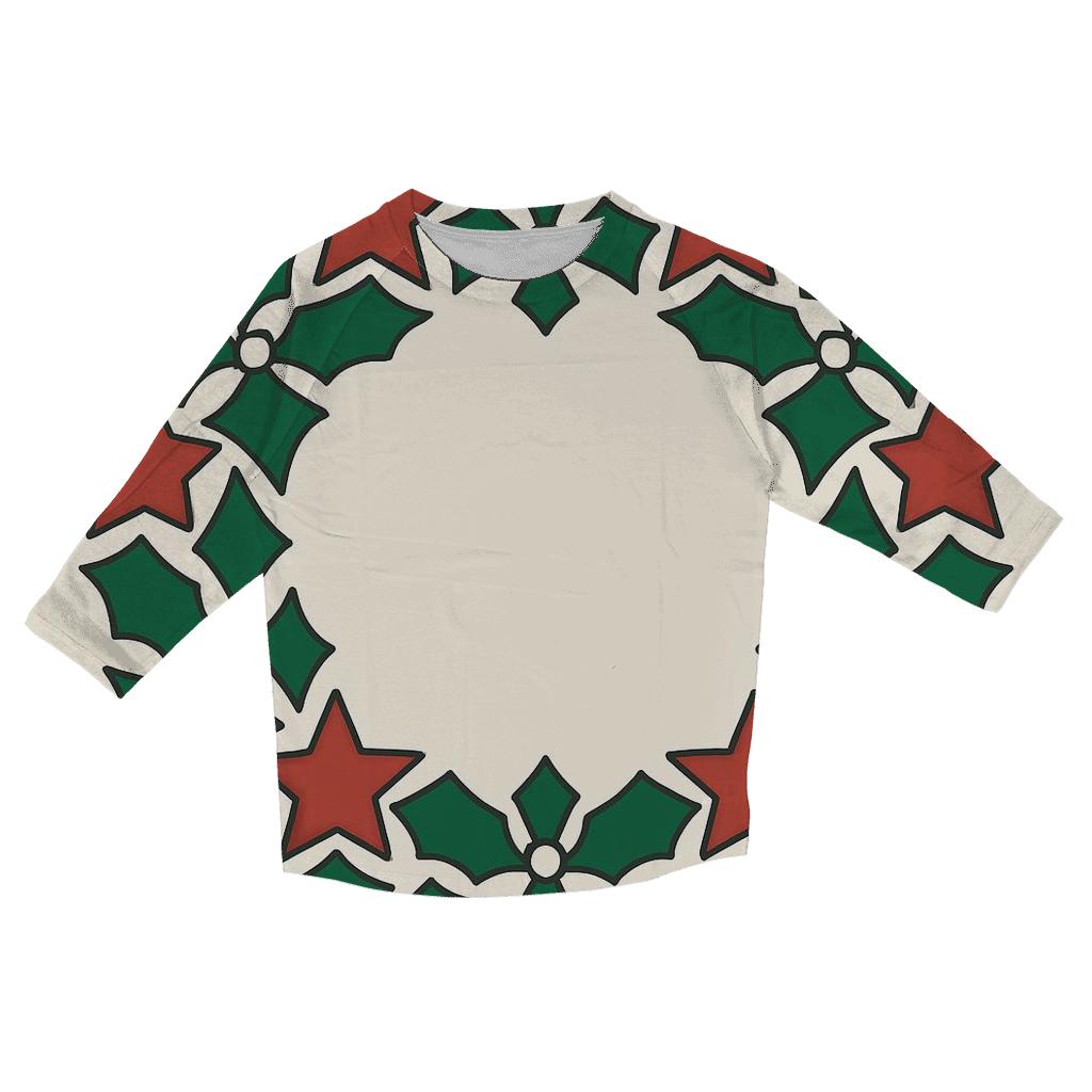 Holly Star Lattice Wreath casual three quarter sleeve shirts