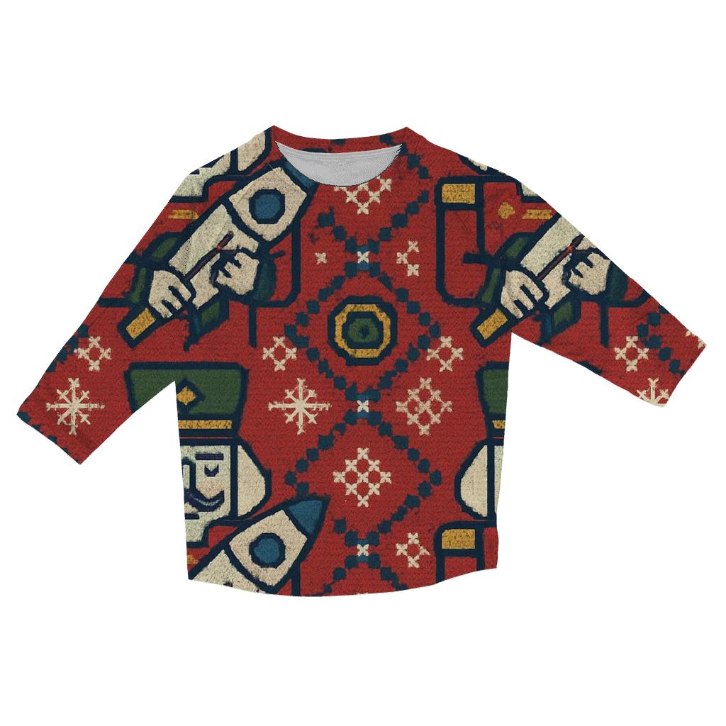 Nutcracker Rocket Parade Grid Design cotton quarter sleeve shirts