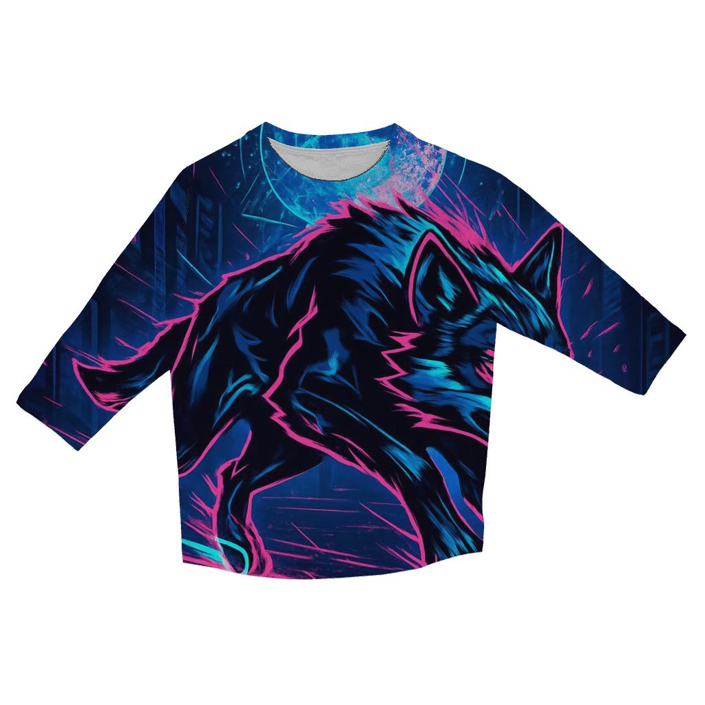 Neon Drift Lunar Courier Wolf casual three quarter sleeve shirts