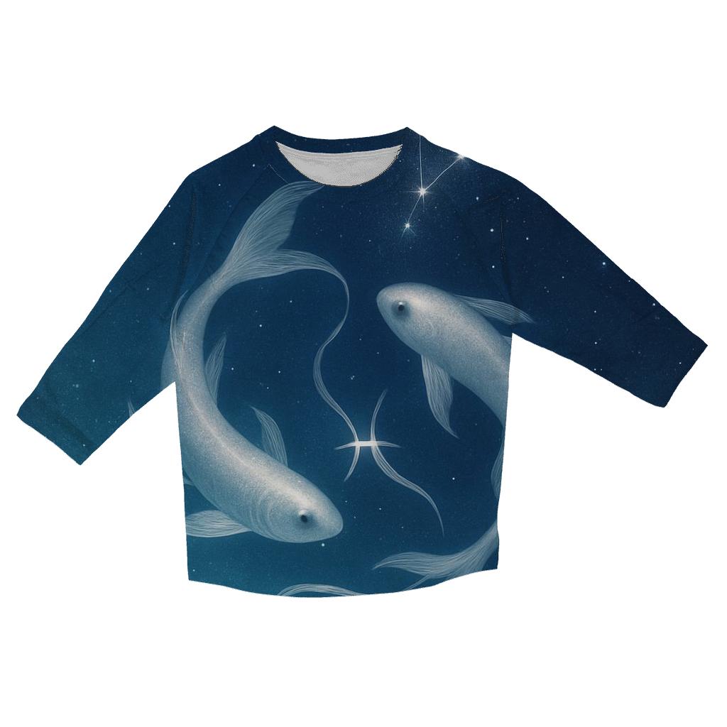 Pisces Dream Current Twin Fish Constellation cotton quarter sleeve shirts