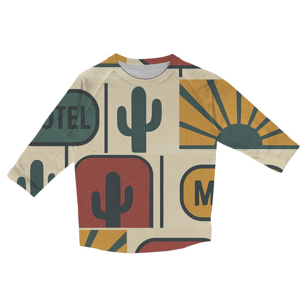 Desert Motel Sunburst Grid personalized 3/4 sleeve tees