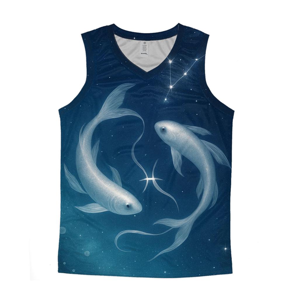 Pisces Dream Current Twin Fish Constellation graphic print tank tops