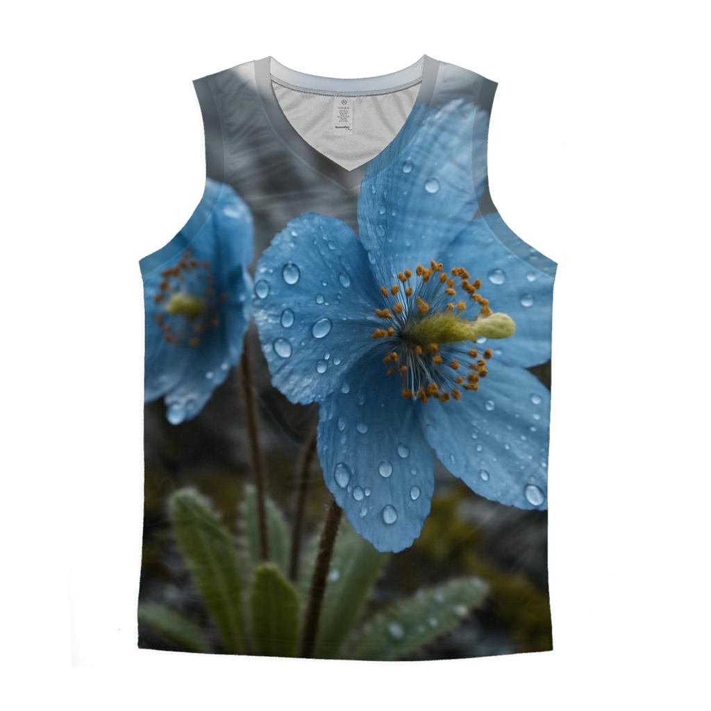 Blue Poppy After Alpine Hailstorm personalized athletic tanks
