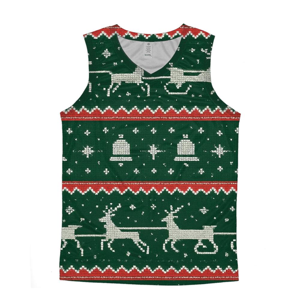 Reindeer Sleigh Pixel Raceway Design sports performance tank tops