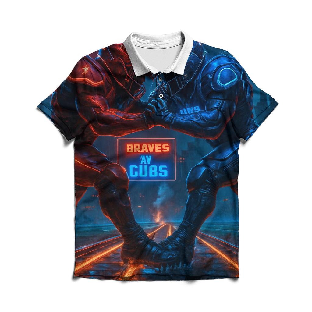 Neon Rail Yard Clash Braves Versus Cubs designer slim fit polos