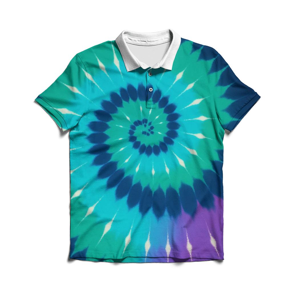 Aurora Spiral Overdye Vortex premium cotton polo shirts