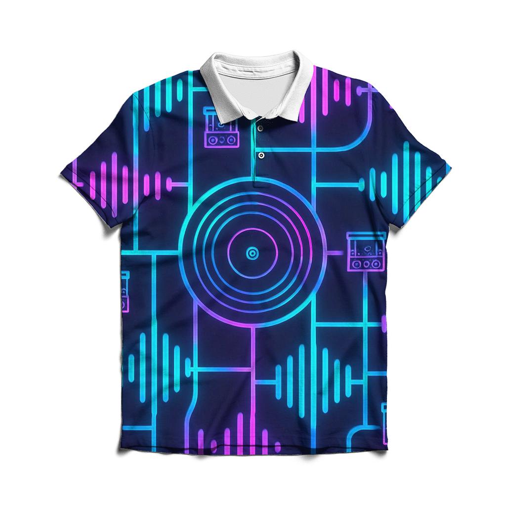 Neon City Beat Map branded logo polo shirts
