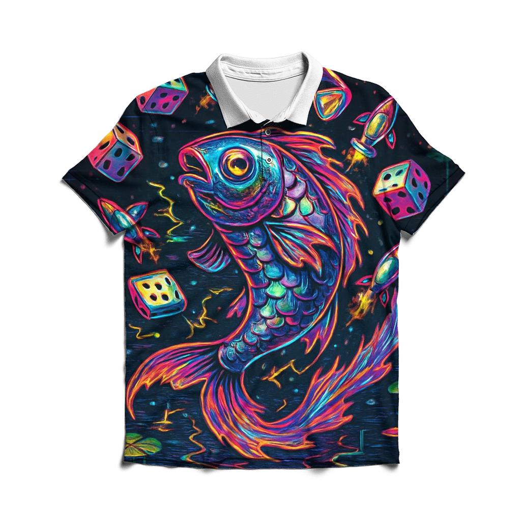 Quantum Koi Juggler branded logo polo shirts