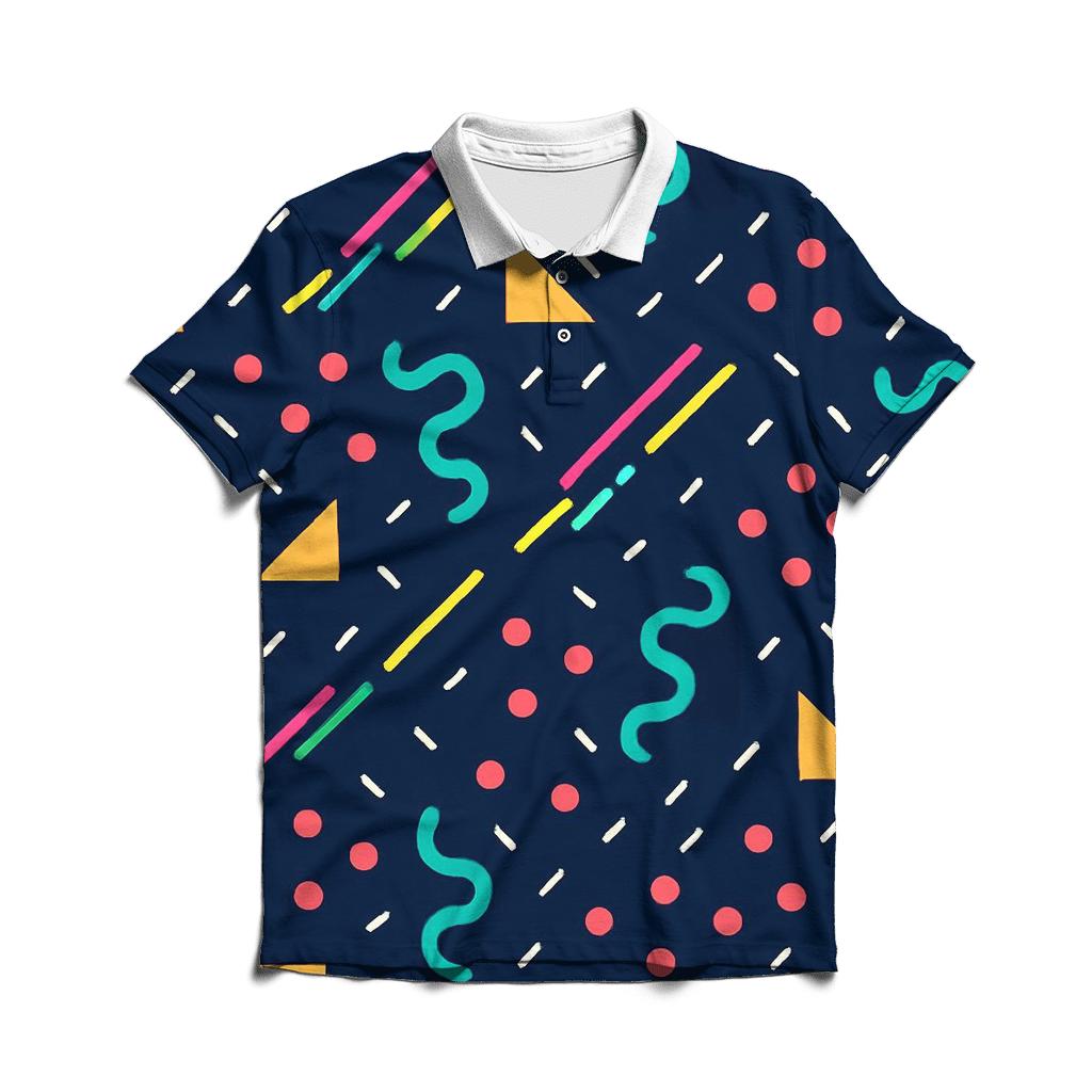 Memphis Meteor Shower Tiles embroidered polo tops