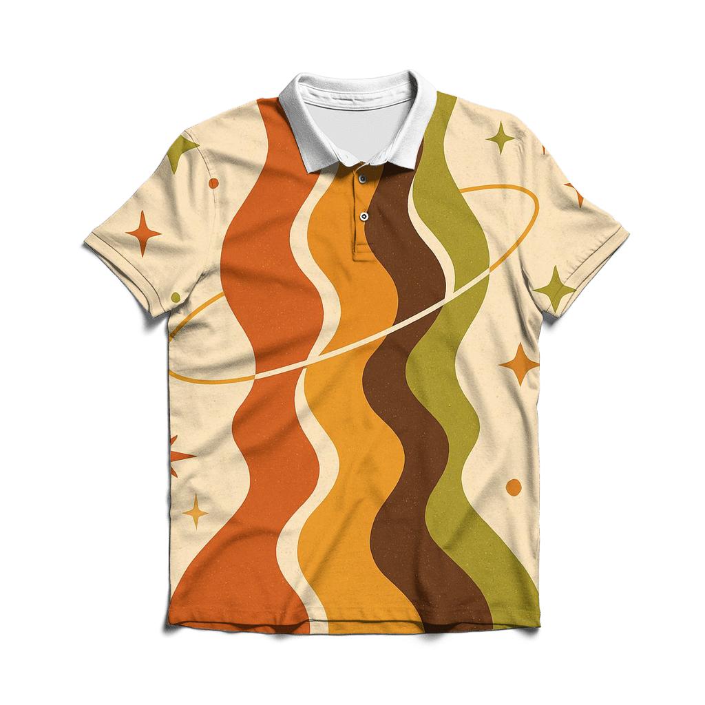 Cosmic Lava Lamp Waves designer slim fit polos