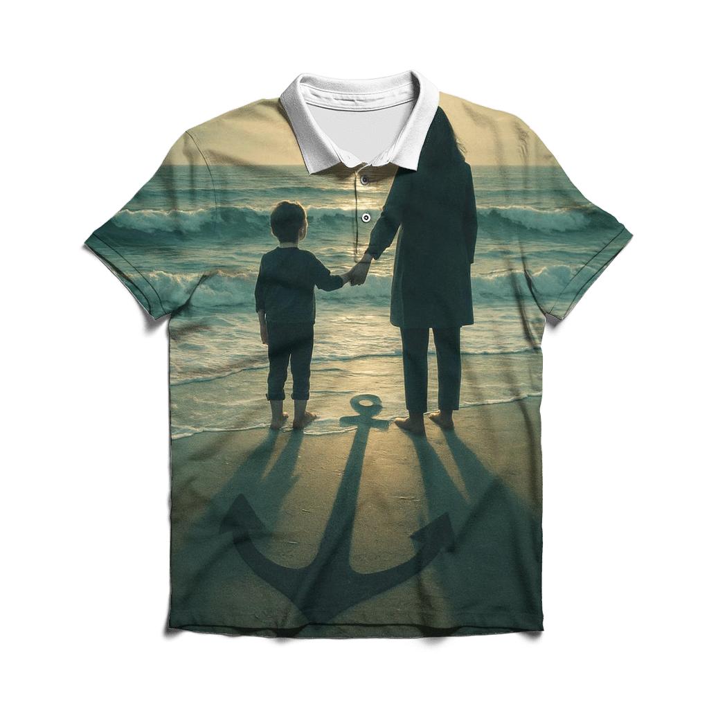 The Quiet Anchor Her Love Holding You Through Every Tide premium cotton polo shirts