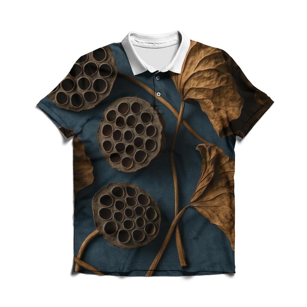 Lotus Seed Pod Study On Museum Textile casual sports polo shirts