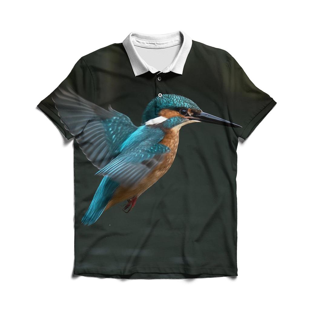 Cobalt Wingbeat — Common Kingfisher casual sports polo shirts