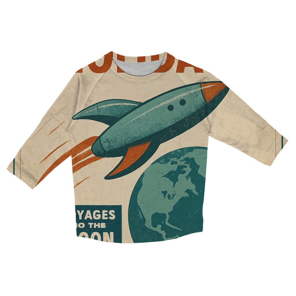 Vintage Space Age Travel Agency Poster casual three quarter sleeve shirts