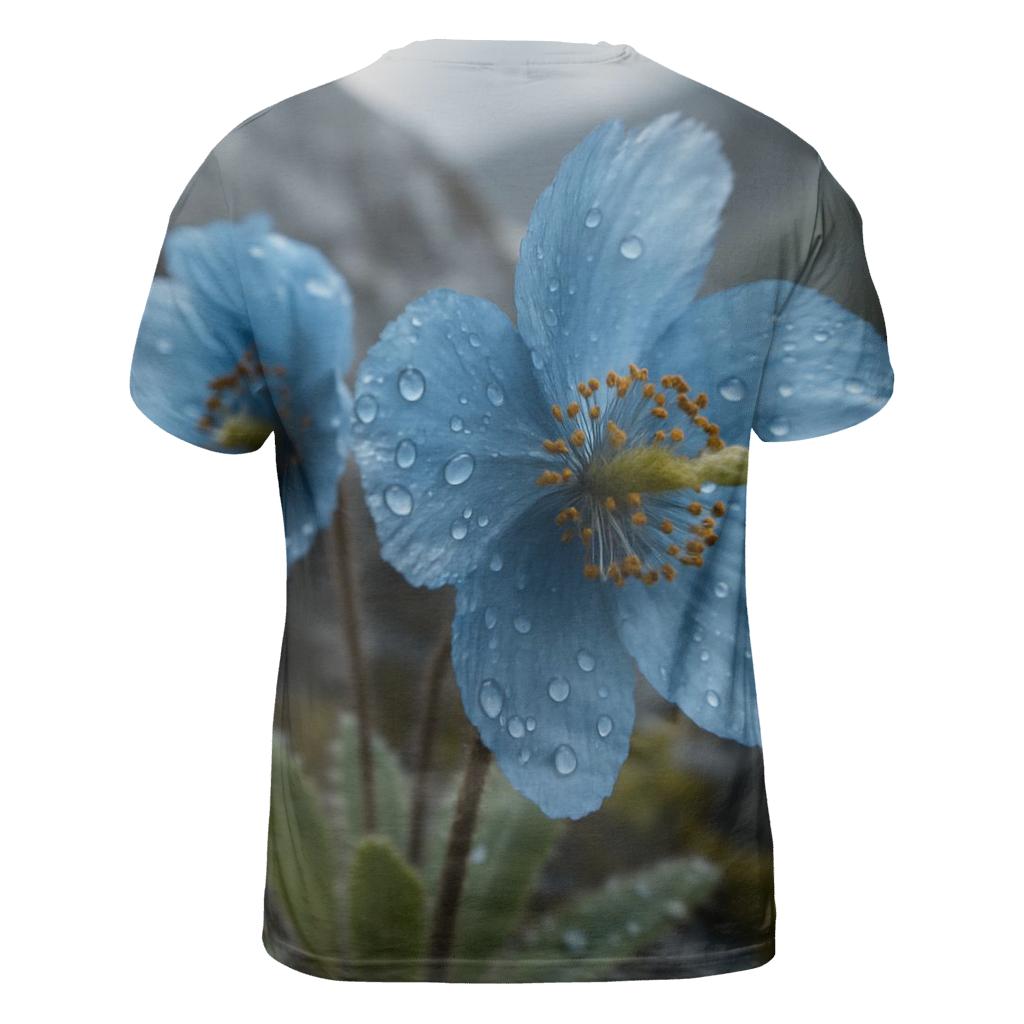 Blue Poppy After Alpine Hailstorm artistic all-over print tops