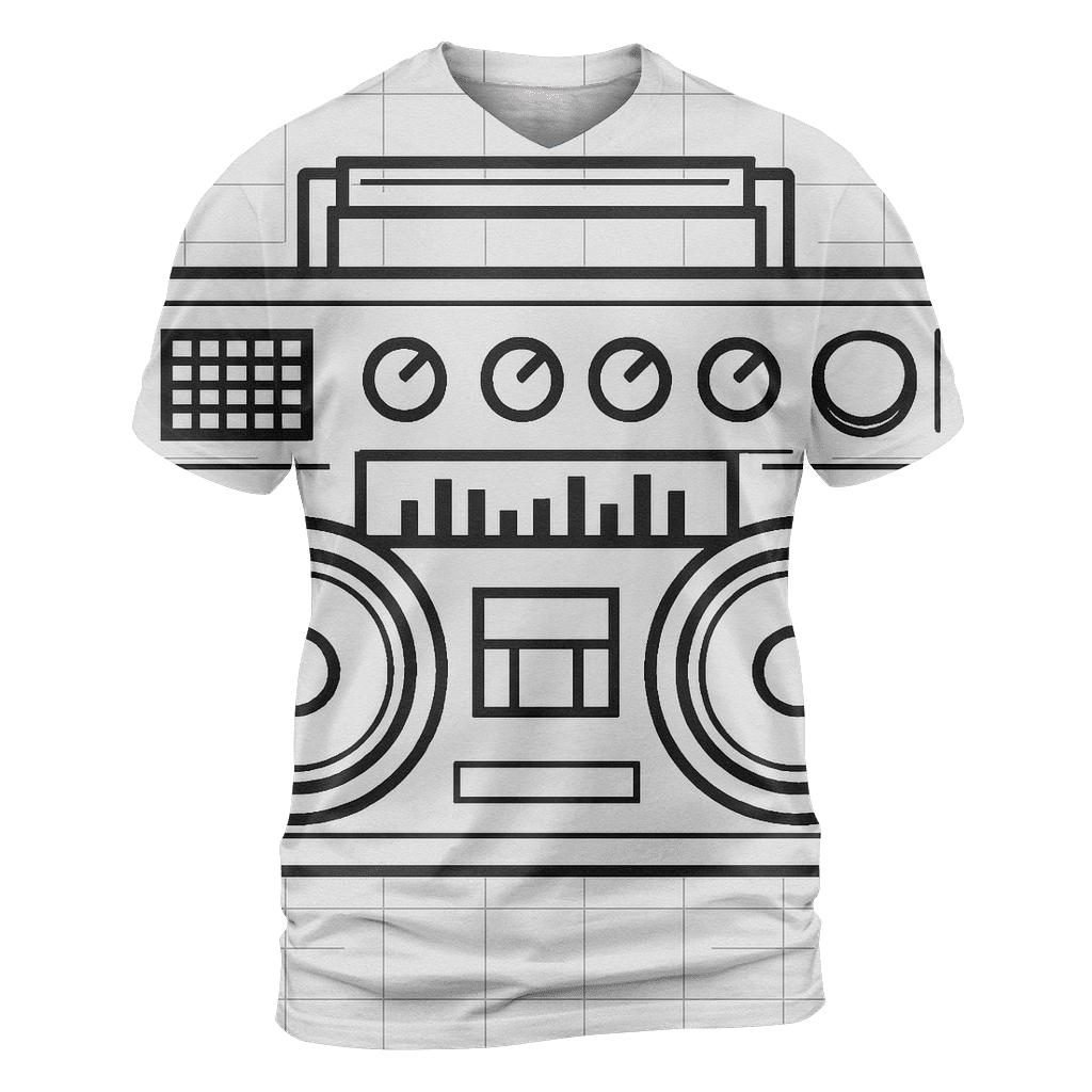 Monochrome Boombox Blueprint creative print fashion shirts