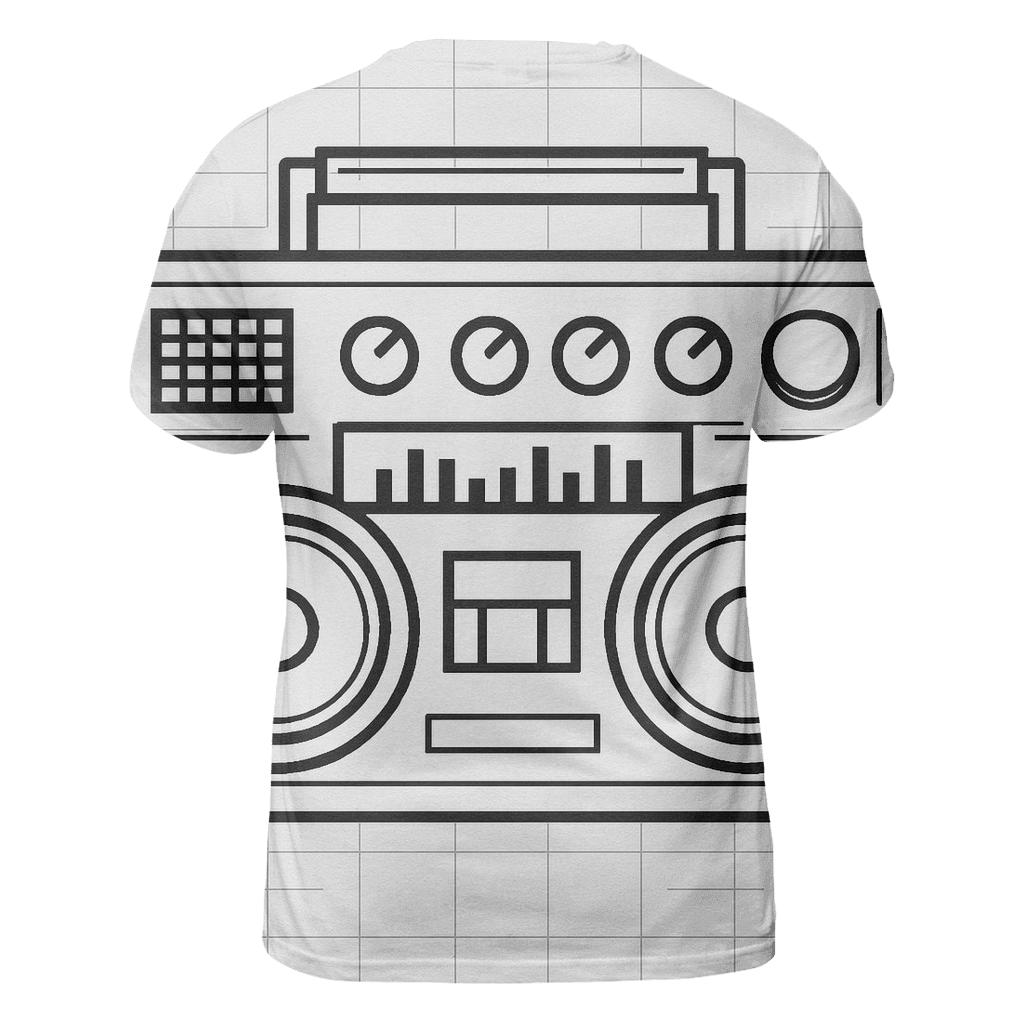 Monochrome Boombox Blueprint creative print fashion shirts