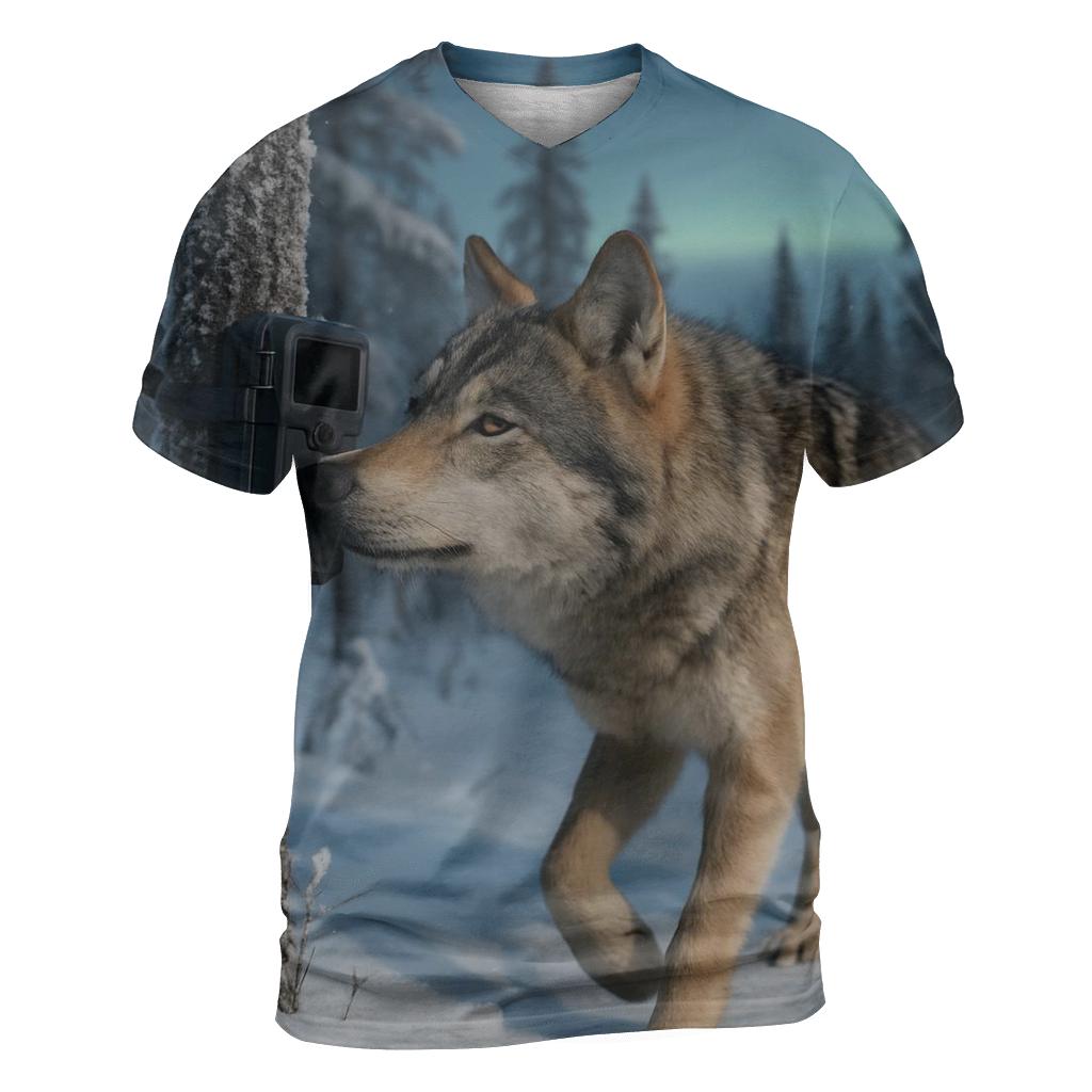 Aurora Edge Boreal Wolf And Camera Trap personalized full print shirts