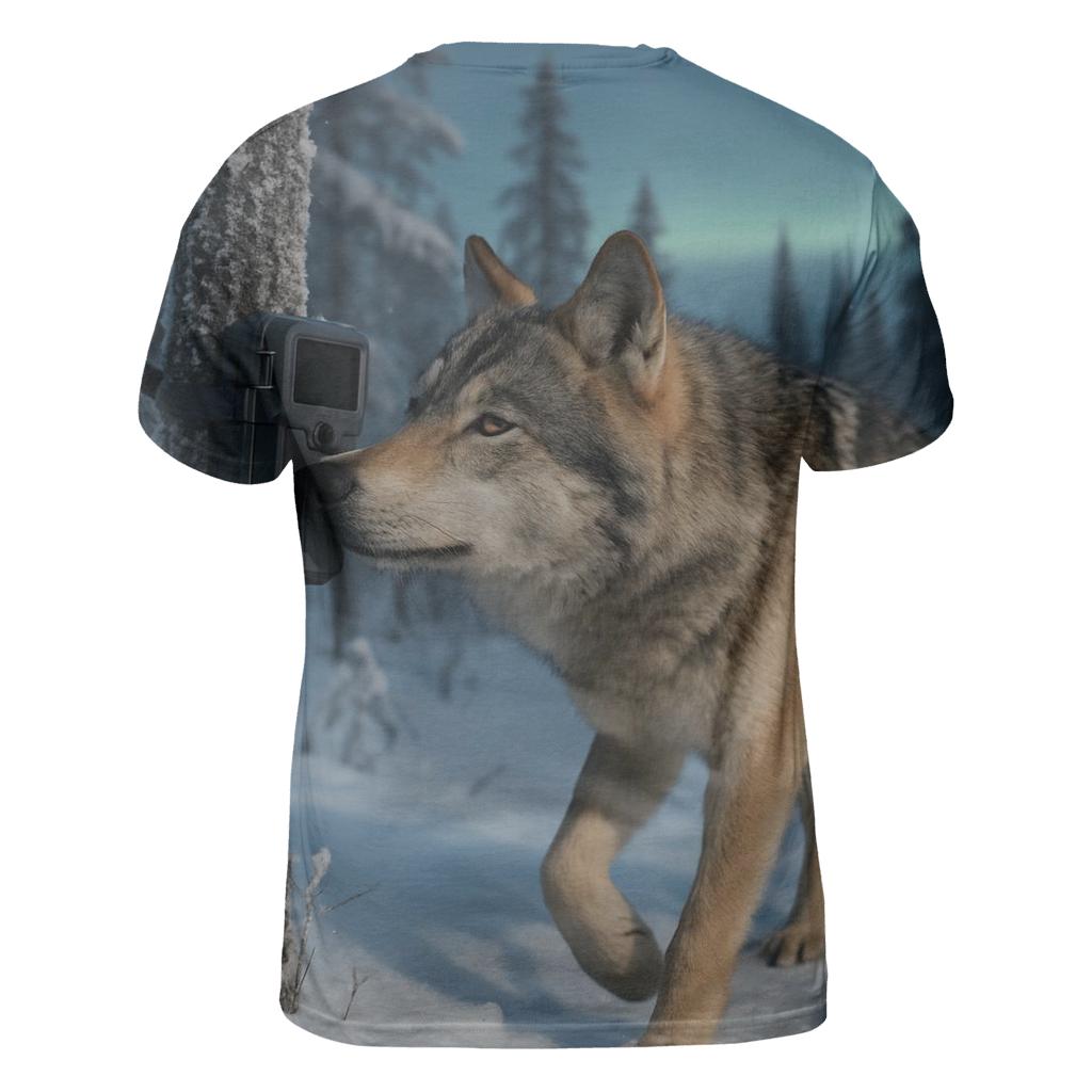Aurora Edge Boreal Wolf And Camera Trap personalized full print shirts