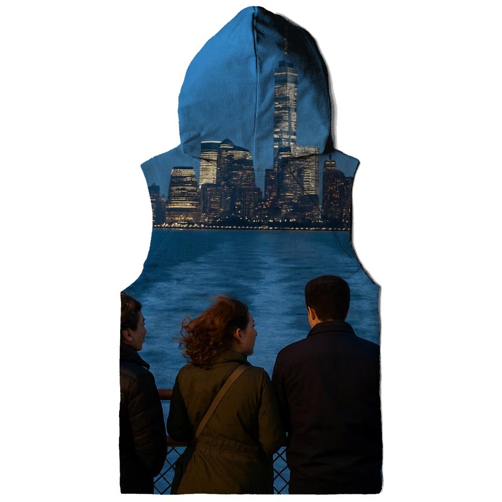 Ferry Wake At Blue Hour Below The Lower Manhattan Skyline pullover hoodies