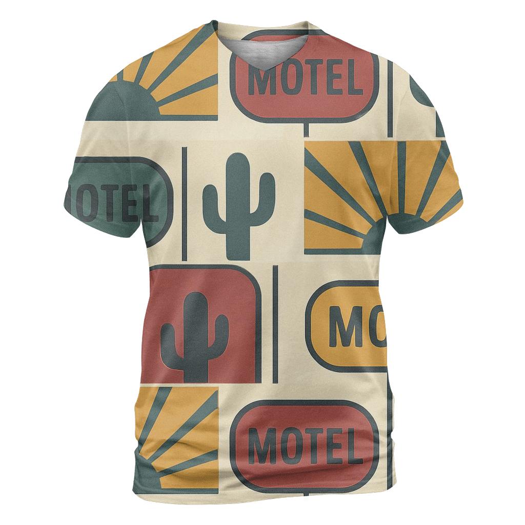 Desert Motel Sunburst Grid statement graphic shirts