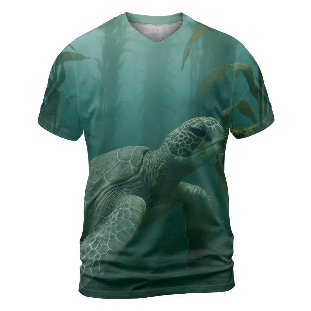 Kelp Forest Glide — Green Sea Turtle unique graphic print tees