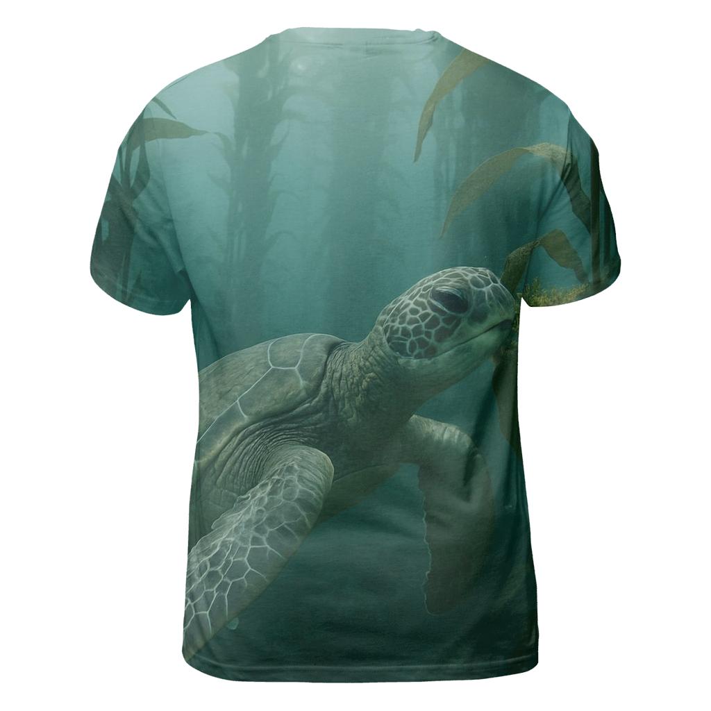 Kelp Forest Glide — Green Sea Turtle unique graphic print tees