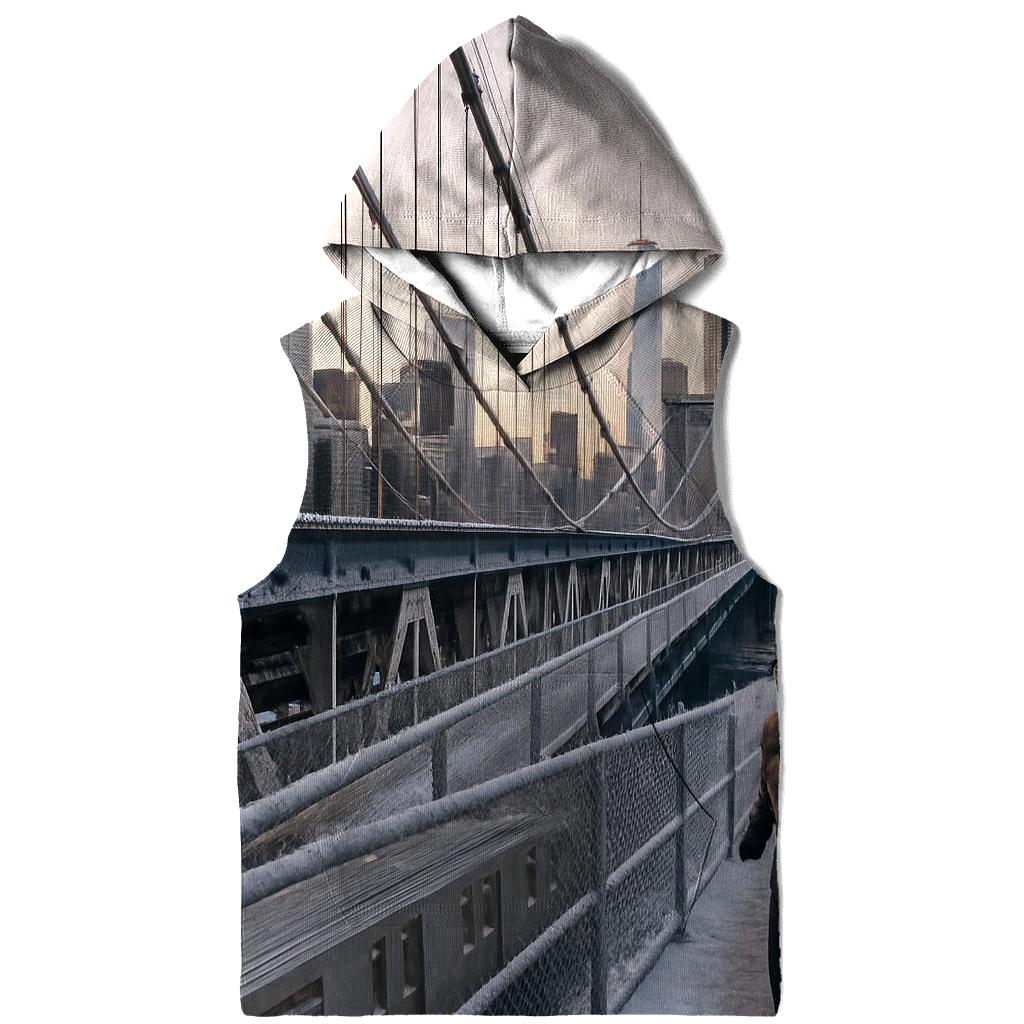 Snowy Dawn On The Manhattan Bridge Walkway Toward Downtown designer hoodies