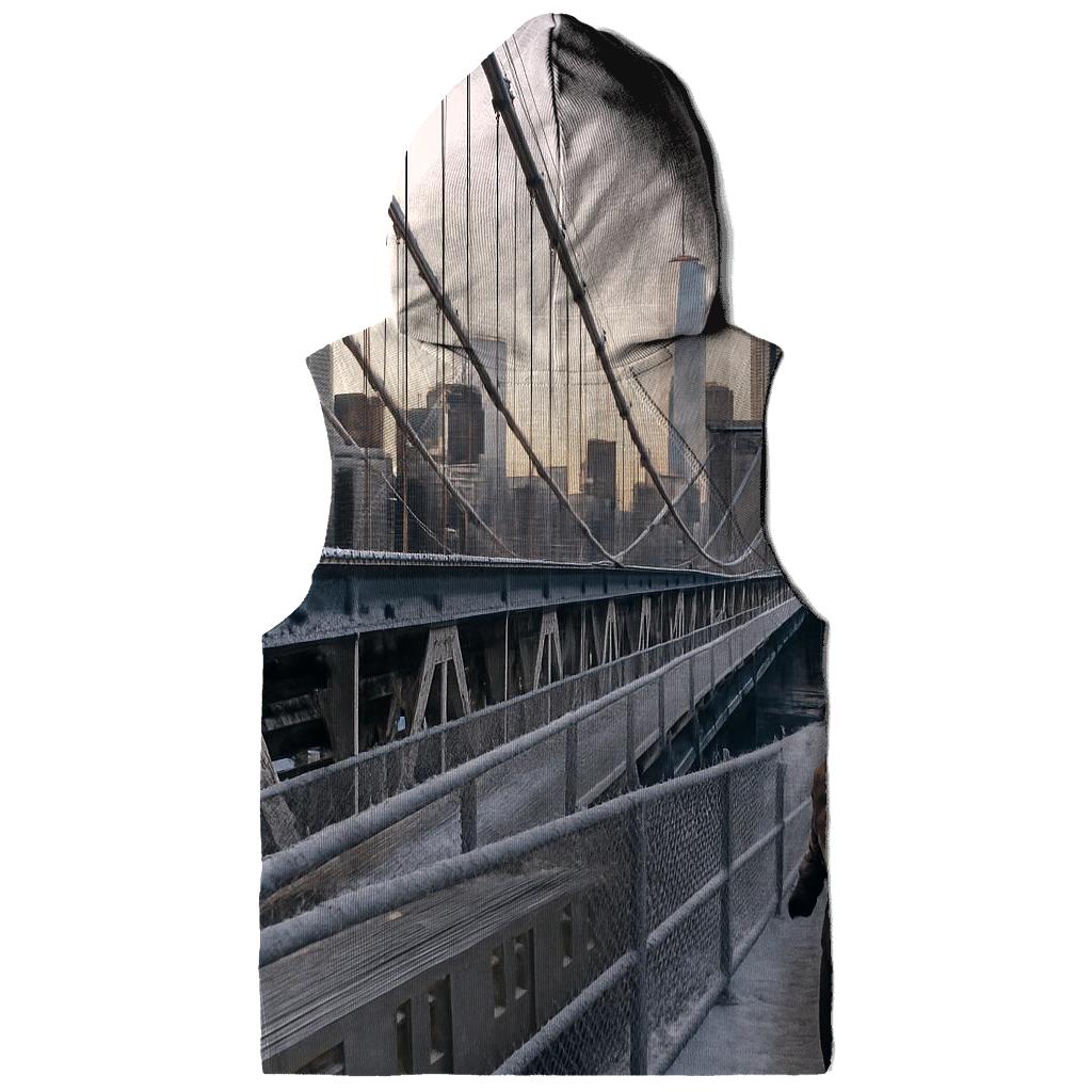 Snowy Dawn On The Manhattan Bridge Walkway Toward Downtown designer hoodies