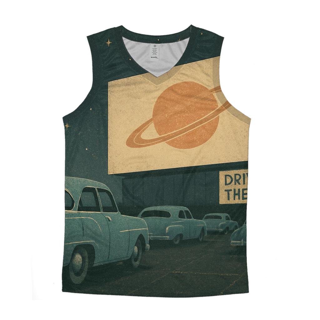 Retro Cosmic DriveIn Theater cotton sleeveless tops