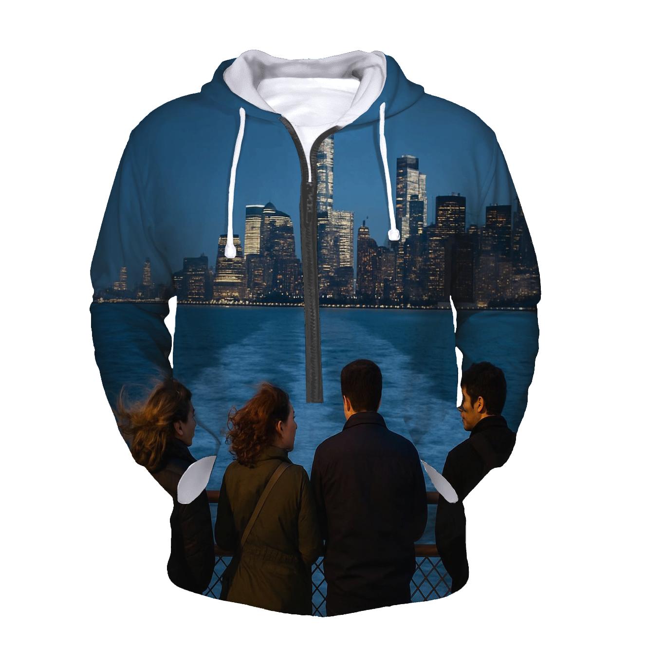 Ferry Wake At Blue Hour Below The Lower Manhattan Skyline pullover hoodies